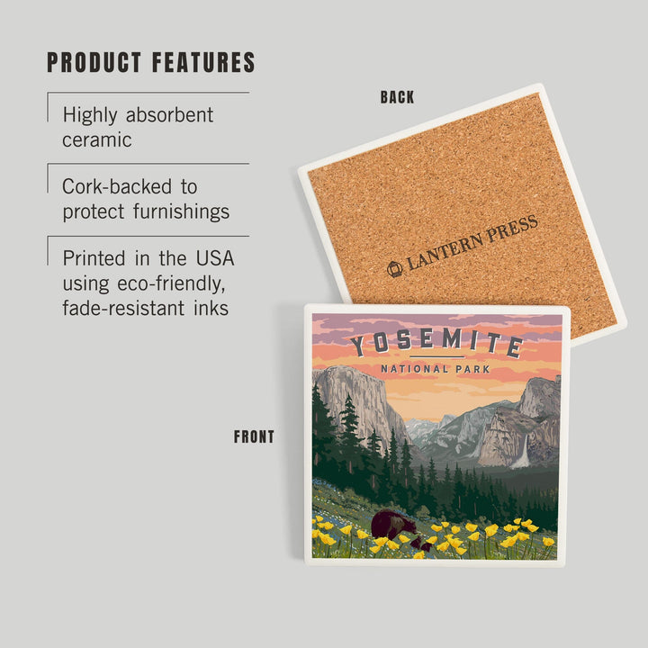 Yosemite National Park, Wildlife and Spring Flowers, Coasters Coasters Lantern Press 