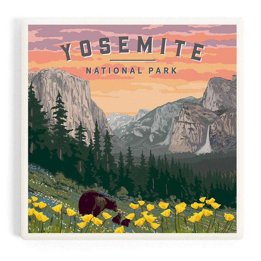 Yosemite National Park, Wildlife and Spring Flowers, Coasters Coasters Lantern Press 