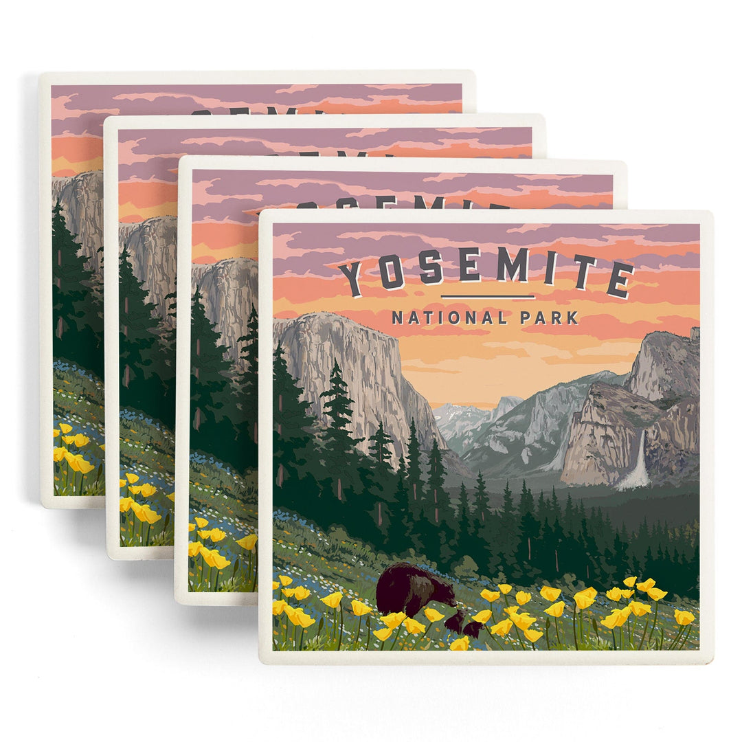 Yosemite National Park, Wildlife and Spring Flowers, Coasters Coasters Lantern Press 