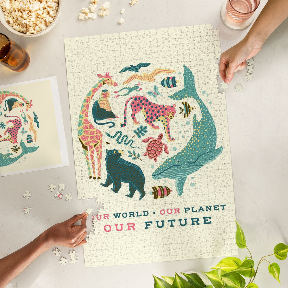 Young Conservationist Collection, Animal Montage, Our World, Our Future, Our Planet, Jigsaw Puzzle Puzzle Lantern Press 