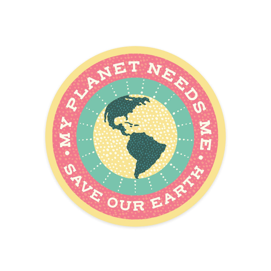 Young Conservationist Collection, Earth, My Planet Needs Me, Contour, Vinyl Sticker Sticker Lantern Press 