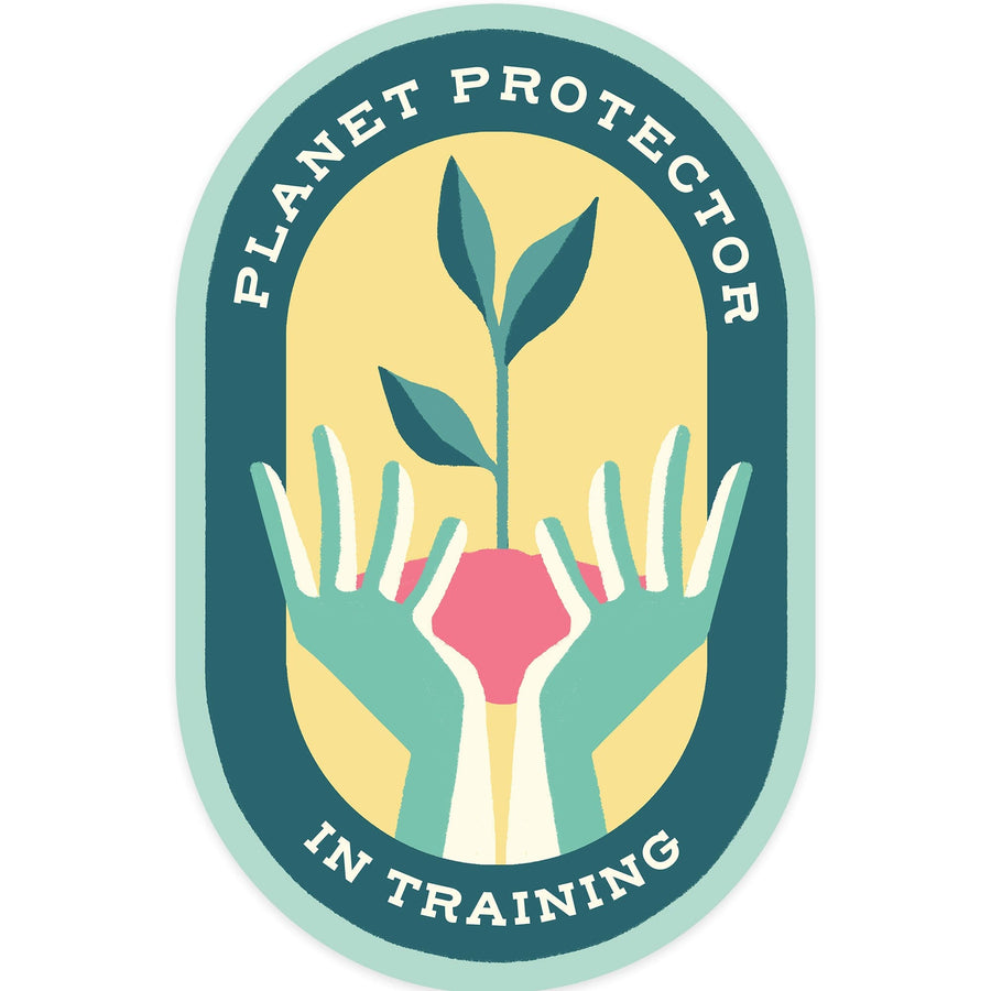 Young Conservationist Collection, Hands, Planet Protector in Training (Simplified), Contour, Vinyl Sticker Sticker Lantern Press 