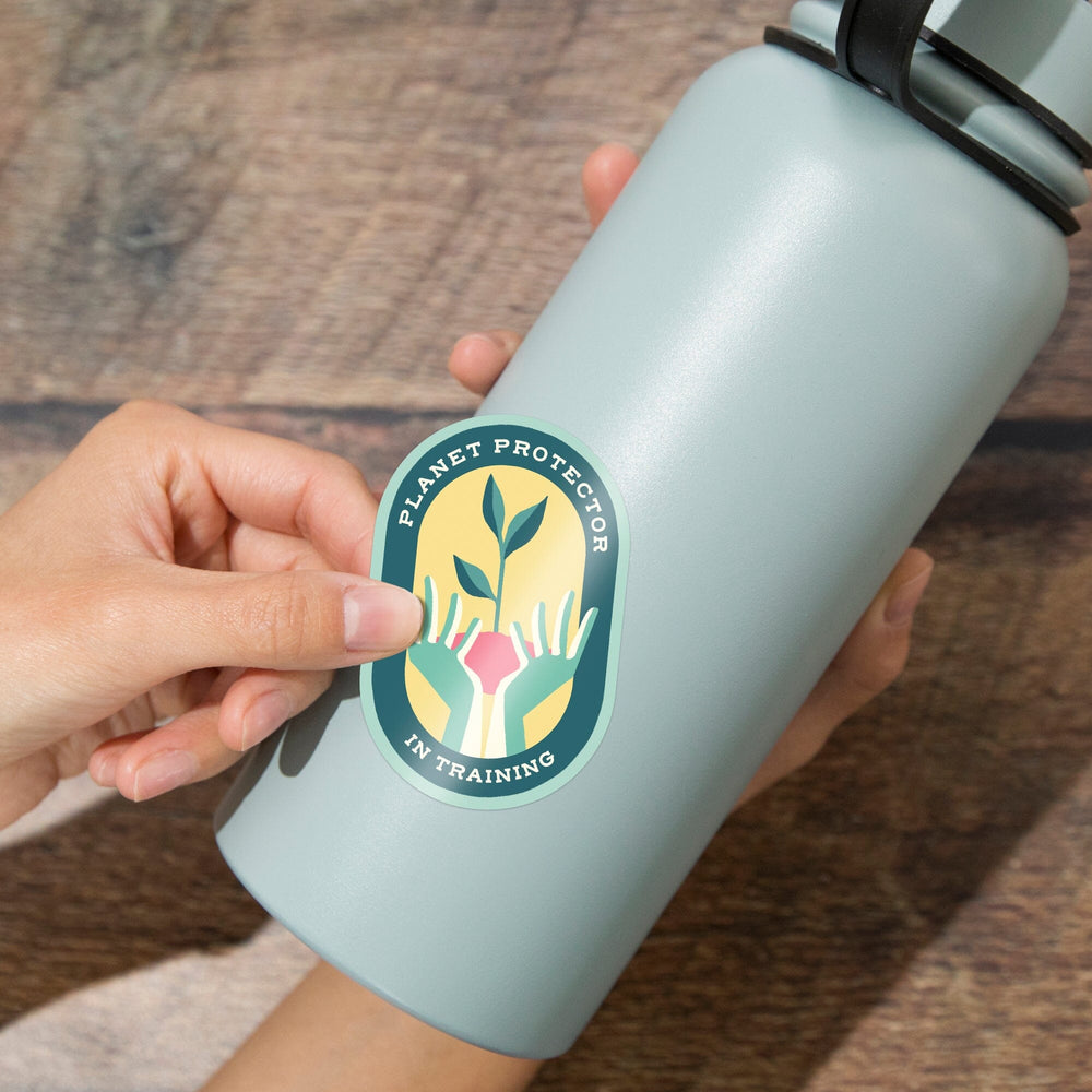 Young Conservationist Collection, Hands, Planet Protector in Training (Simplified), Contour, Vinyl Sticker Sticker Lantern Press 