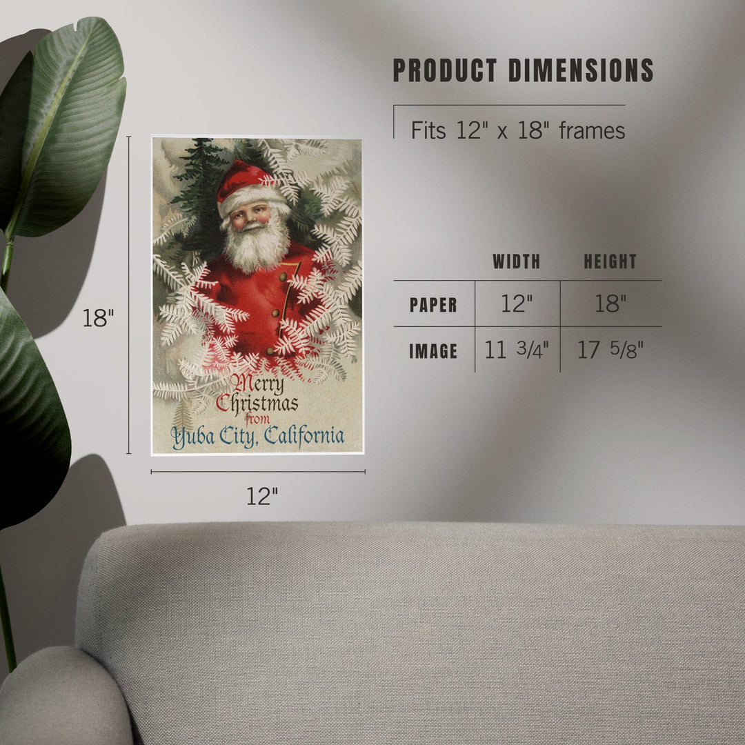 Yuba City, California, Merry Christmas from Santa, Vintage, Artwork, Art & Giclee Prints Art Lantern Press 