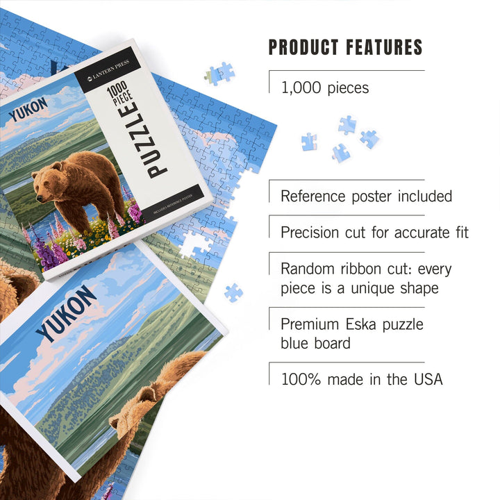 Yukon, Painterly, Grizzly Bear in Meadow, Jigsaw Puzzle Puzzle Lantern Press 