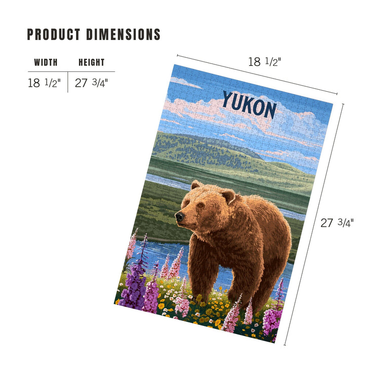 Yukon, Painterly, Grizzly Bear in Meadow, Jigsaw Puzzle Puzzle Lantern Press 