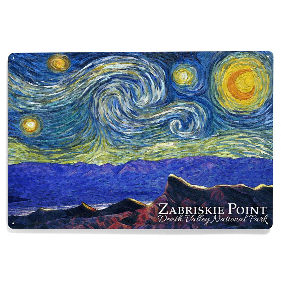 Zabriskie Point, Death Valley National Park, California, Starry Night, Metal Signs Metal Lantern Press 