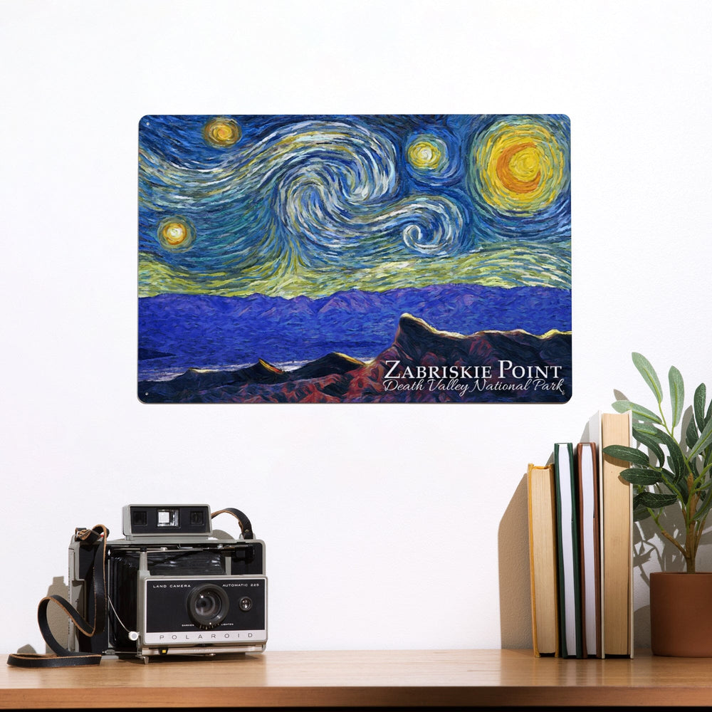 Zabriskie Point, Death Valley National Park, California, Starry Night, Metal Signs Metal Lantern Press 