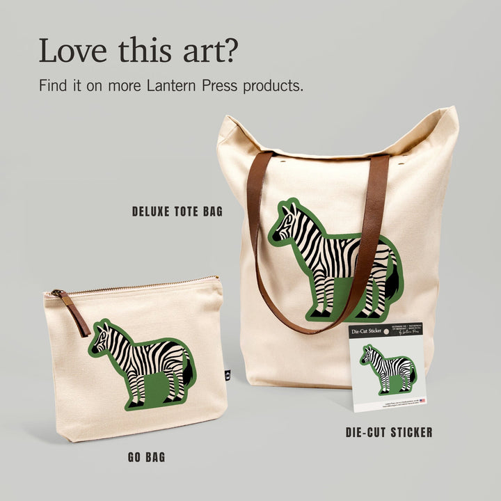 Zebra, Retro Style, Contour, Vinyl Sticker Sticker Lantern Press 
