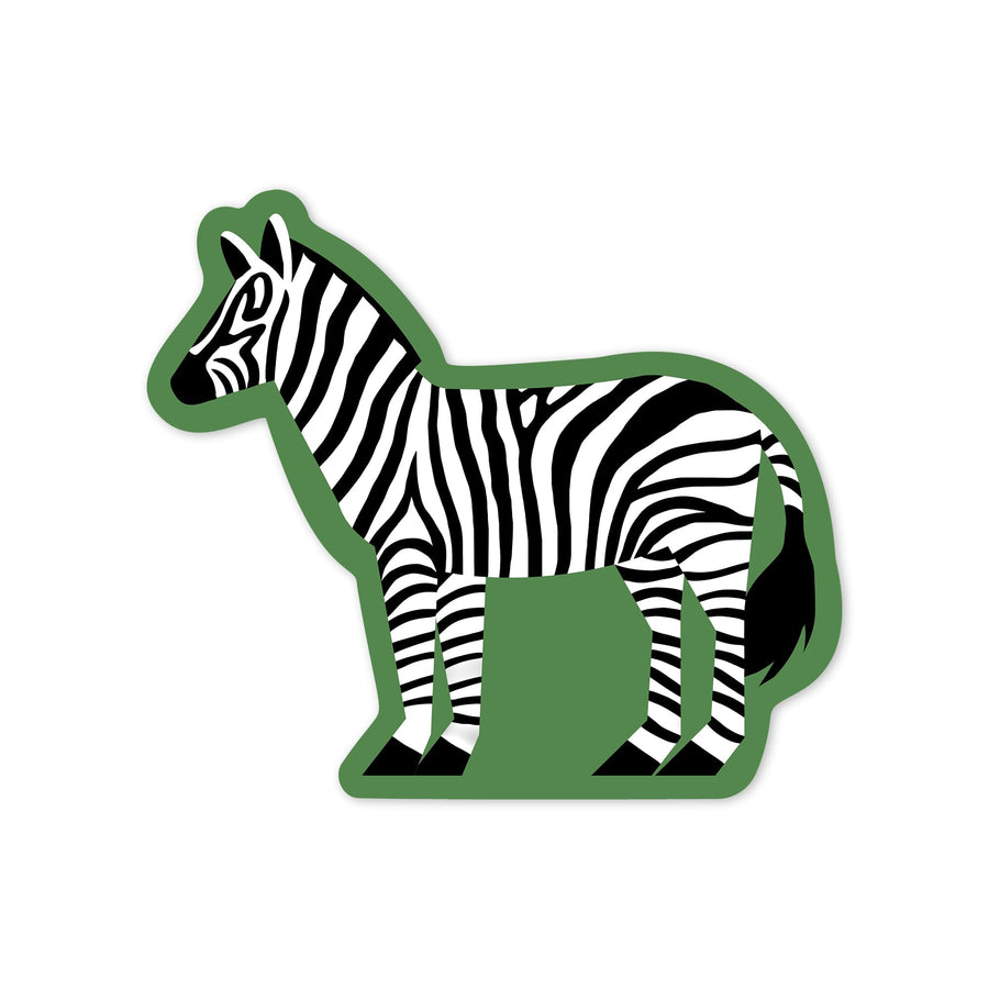 Zebra, Retro Style, Contour, Vinyl Sticker Sticker Lantern Press 