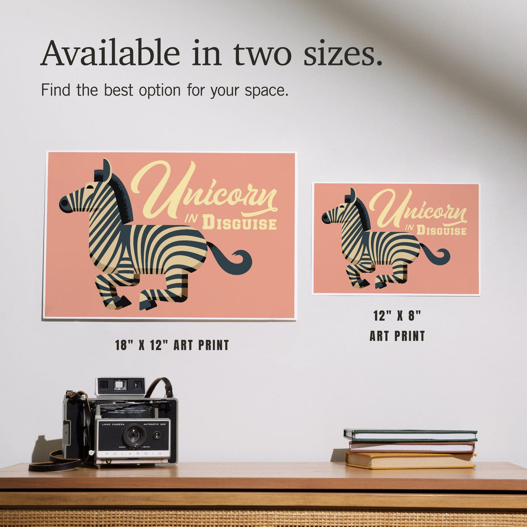 Zebra, Unicorn in Disguise, Geometric, Art & Giclee Prints Art Lantern Press 