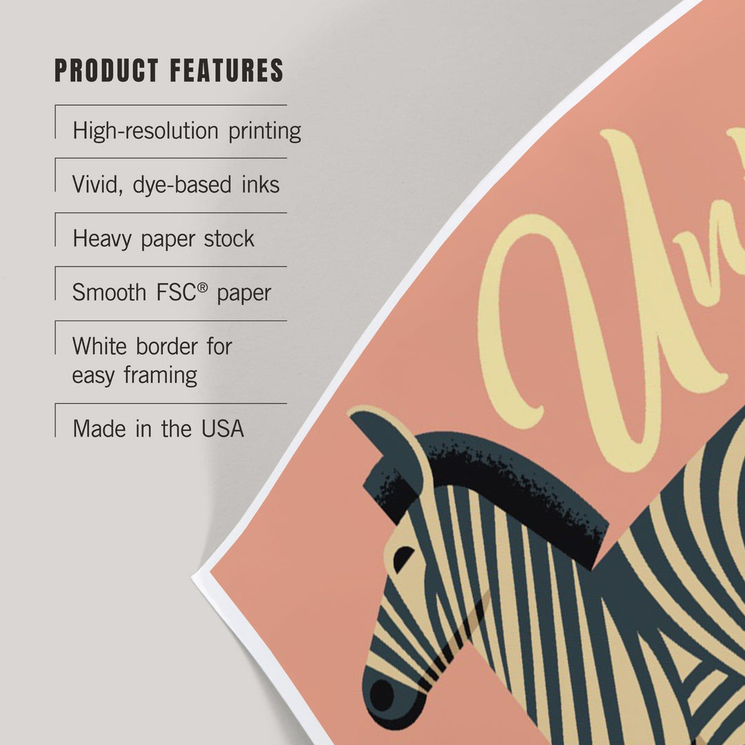 Zebra, Unicorn in Disguise, Geometric, Art & Giclee Prints Art Lantern Press 