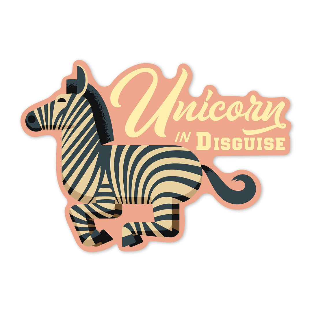 Zebra, Unicorn in Disguise, Geometric, Lantern Press Artwork, Vinyl Sticker Sticker Lantern Press 
