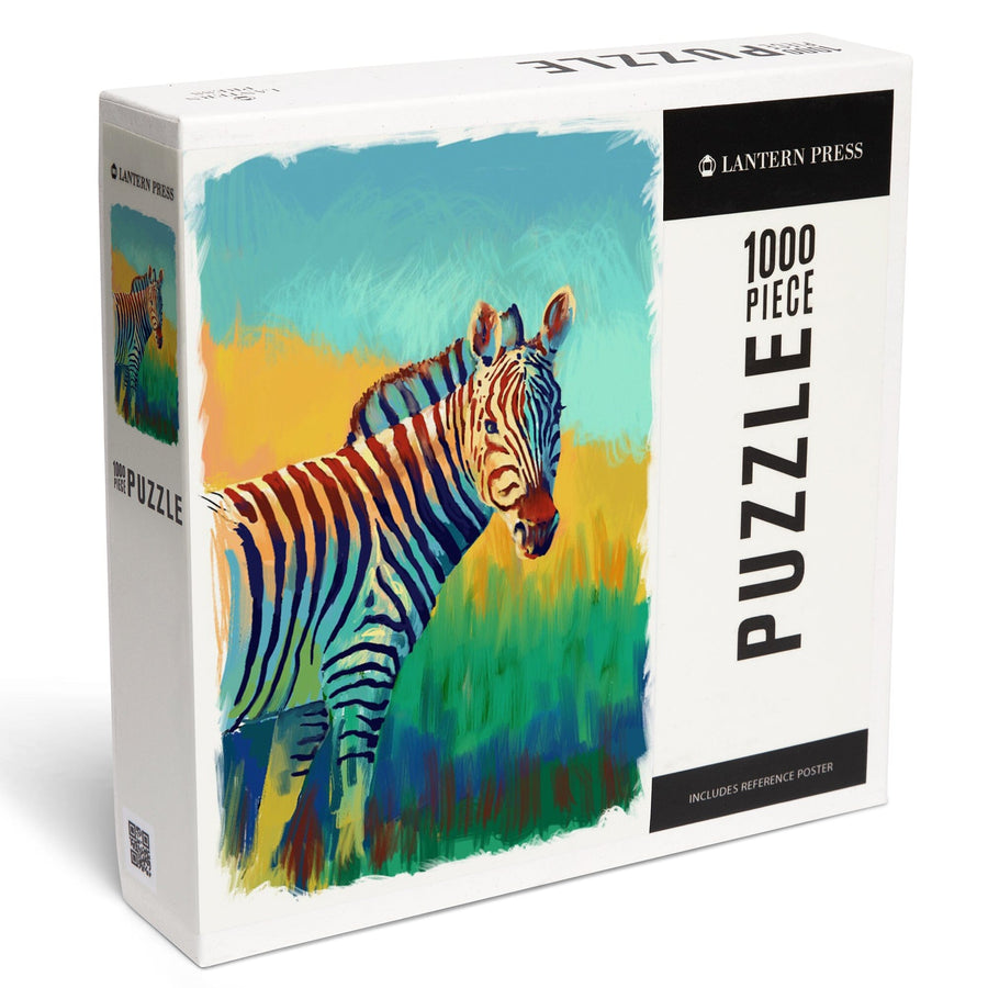 Zebra, Vivid, Jigsaw Puzzle Puzzle Lantern Press 