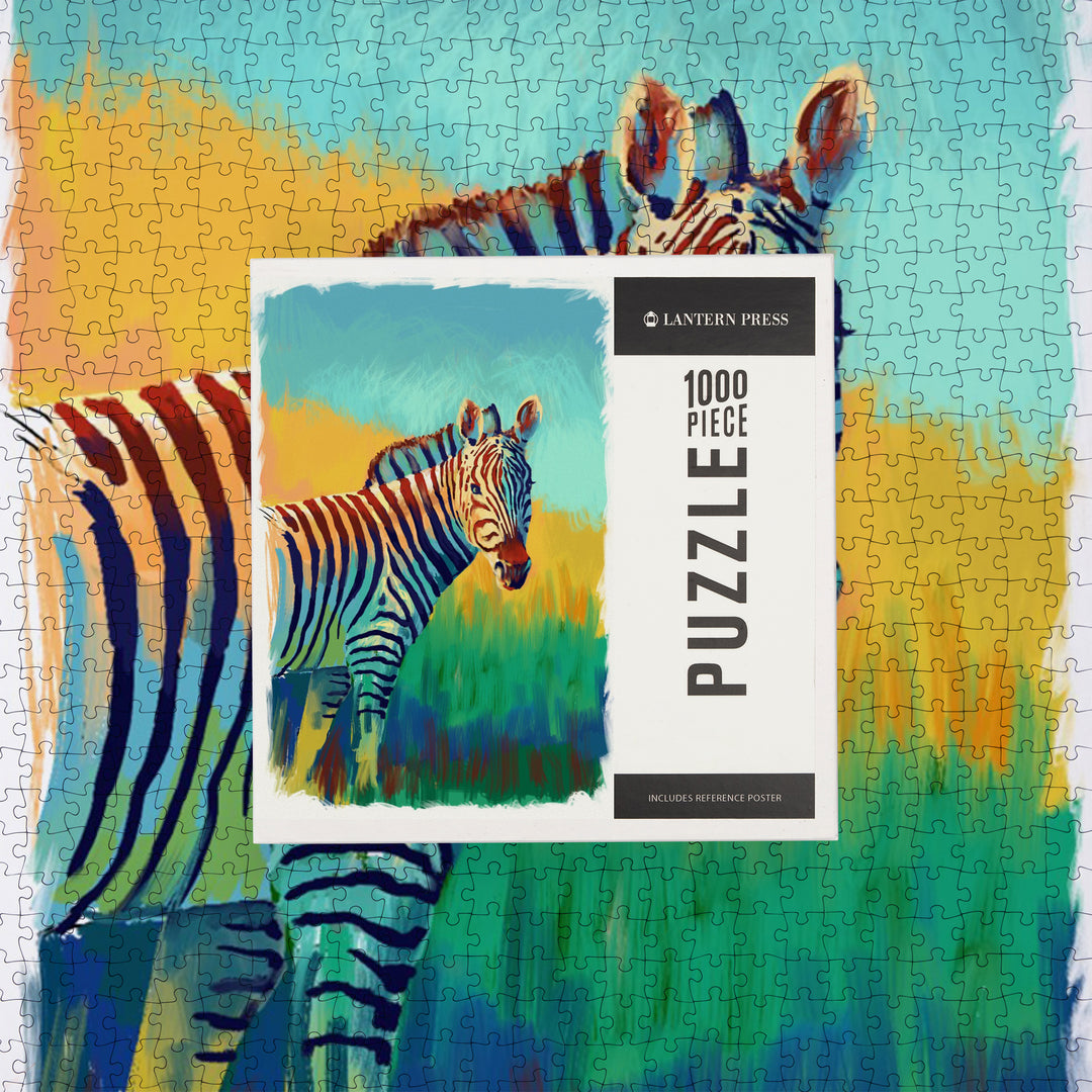 Zebra, Vivid, Jigsaw Puzzle Puzzle Lantern Press 