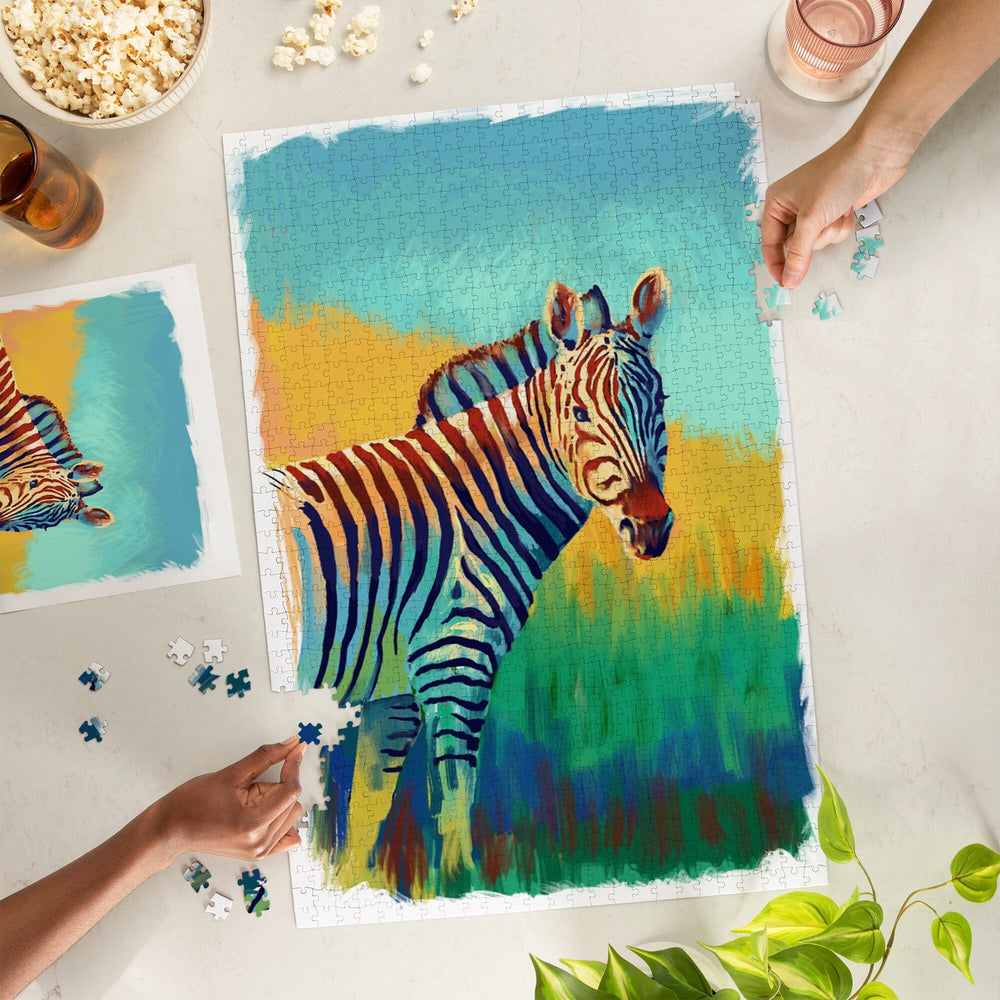 Zebra, Vivid, Jigsaw Puzzle Puzzle Lantern Press 