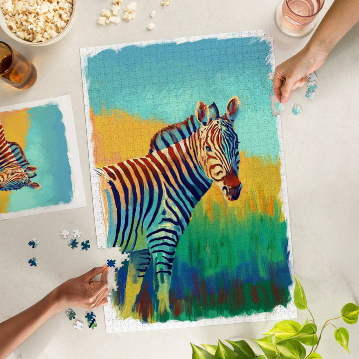 Zebra, Vivid, Jigsaw Puzzle Puzzle Lantern Press 