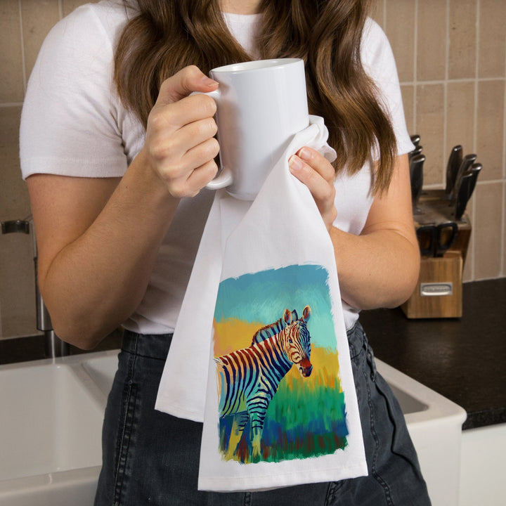 Zebra, Vivid, Organic Cotton Kitchen Tea Towels Kitchen Lantern Press 