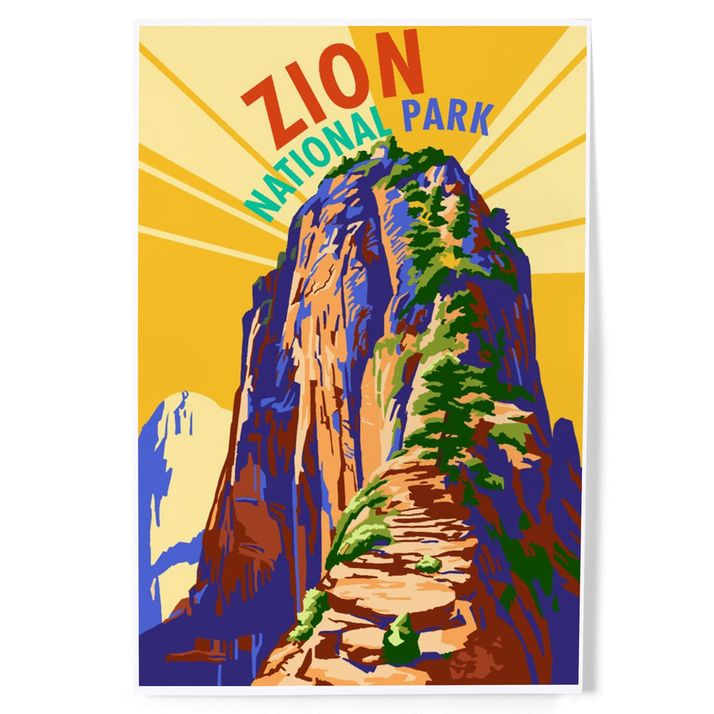 Zion National Park, Angel's Landing Psychedelic, Art & Giclee Prints Art Lantern Press 8 x 12 Art Print 