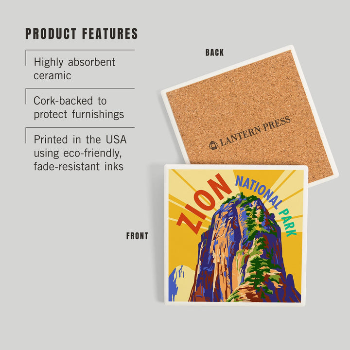 Zion National Park, Angel's Landing Psychedelic, Coasters Coasters Lantern Press 