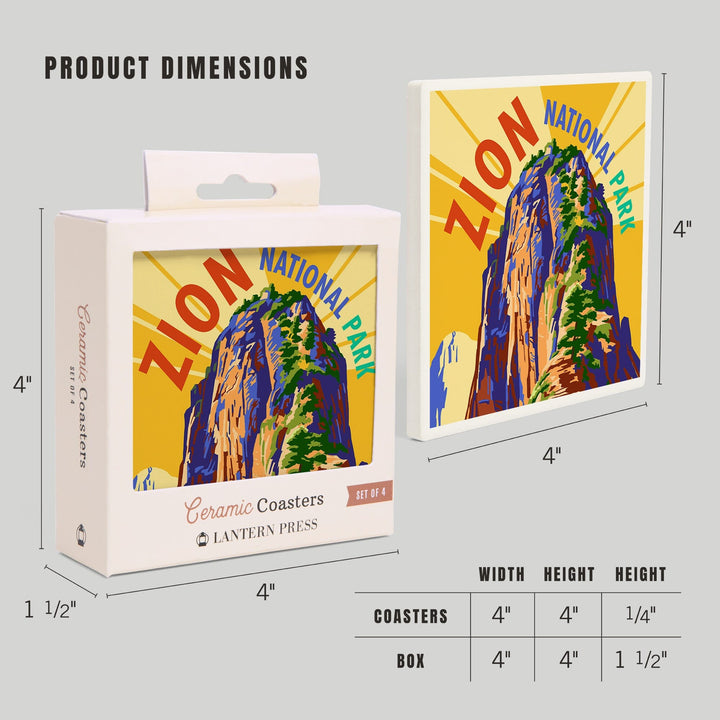Zion National Park, Angel's Landing Psychedelic, Coasters Coasters Lantern Press 