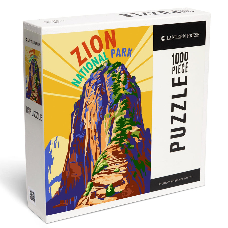 Zion National Park, Angel's Landing Psychedelic, Jigsaw Puzzle Puzzle Lantern Press 
