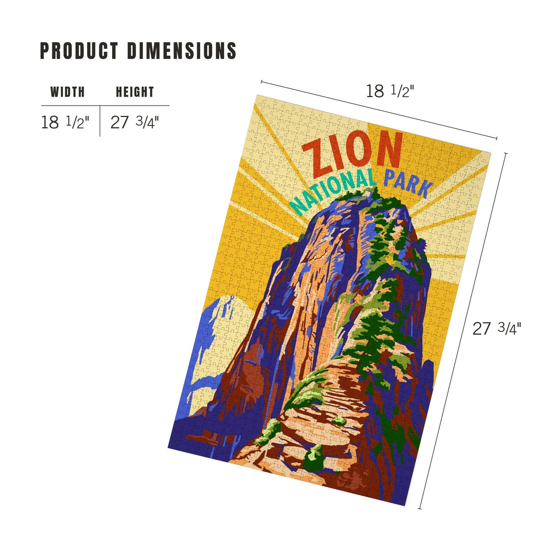 Zion National Park, Angel's Landing Psychedelic, Jigsaw Puzzle Puzzle Lantern Press 