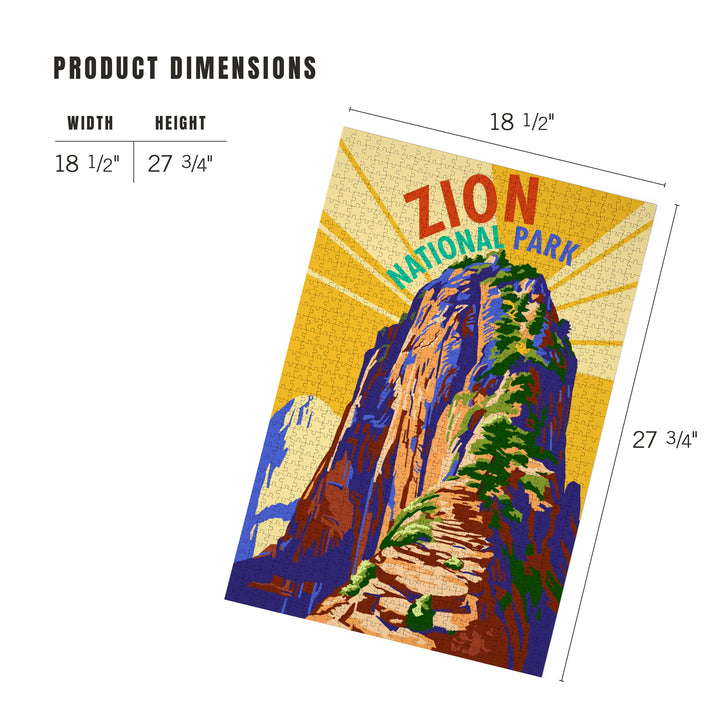 Zion National Park, Angel's Landing Psychedelic, Jigsaw Puzzle Puzzle Lantern Press 