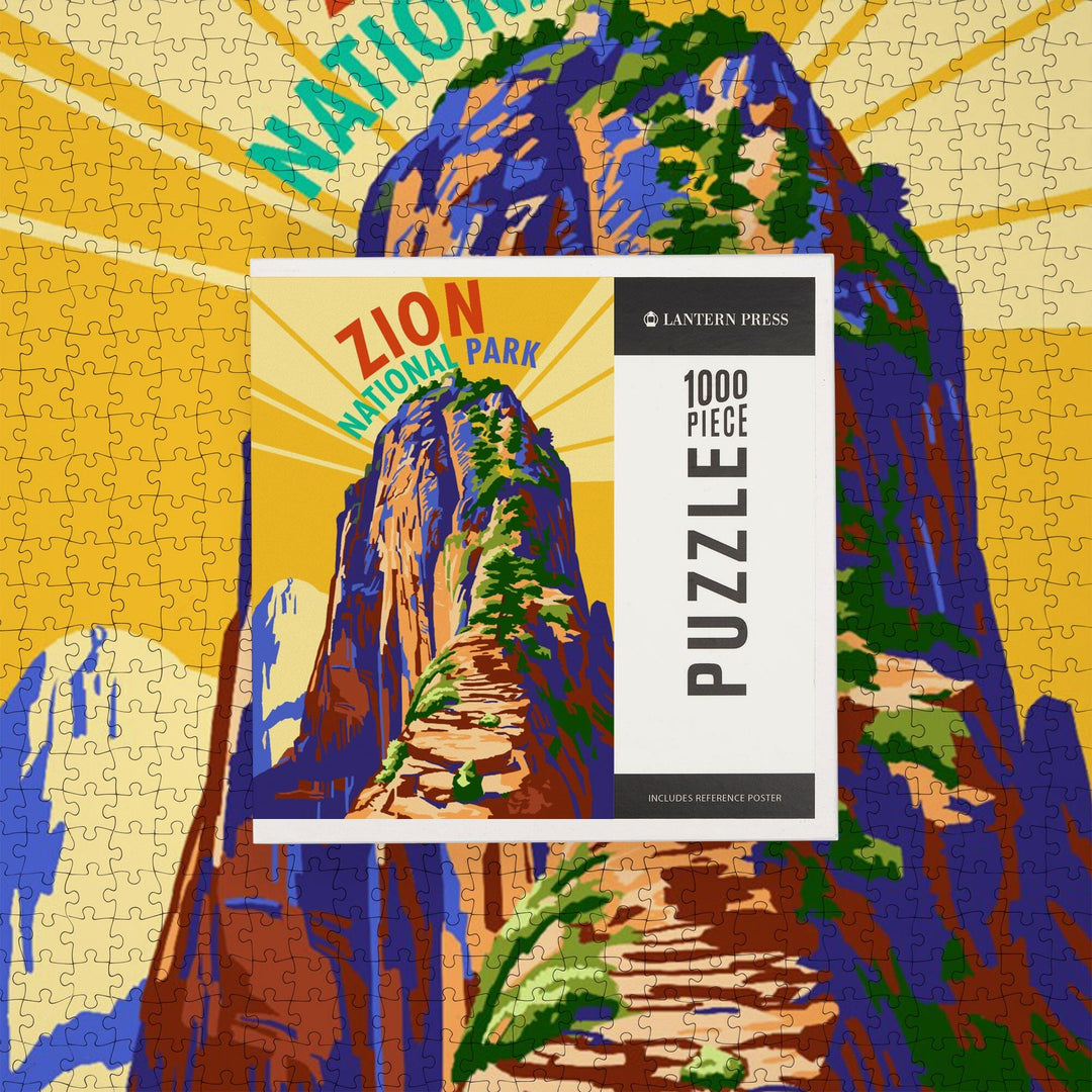 Zion National Park, Angel's Landing Psychedelic, Jigsaw Puzzle Puzzle Lantern Press 