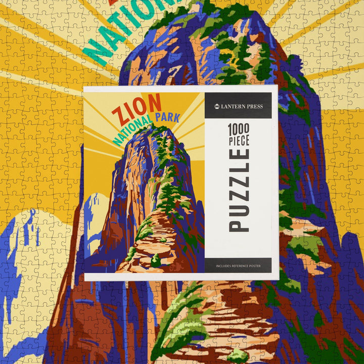 Zion National Park, Angel's Landing Psychedelic, Jigsaw Puzzle Puzzle Lantern Press 