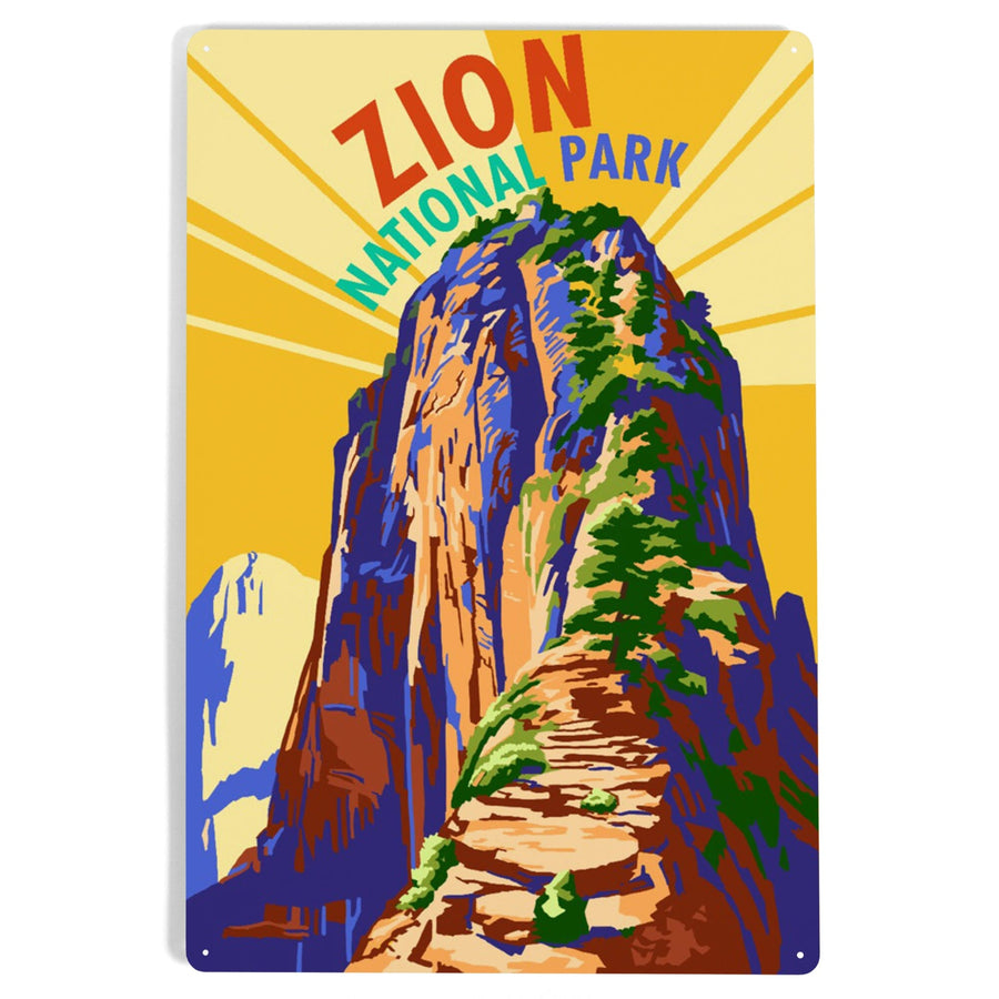 Zion National Park, Angel's Landing Psychedelic, Metal Signs Metal Lantern Press 