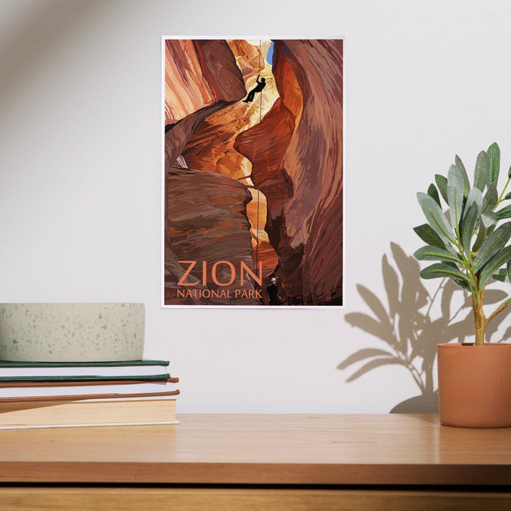 Zion National Park, Canyoneering Scene, Art & Giclee Prints Art Lantern Press 