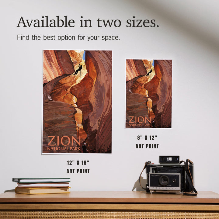 Zion National Park, Canyoneering Scene, Art & Giclee Prints Art Lantern Press 