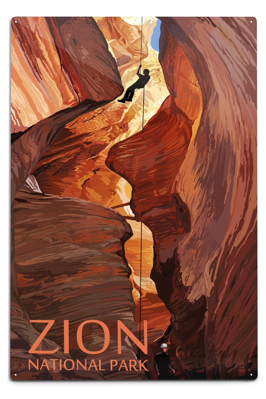 Zion National Park, Canyoneering Scene, Metal Signs Metal Lantern Press 12x18 Metal Sign 