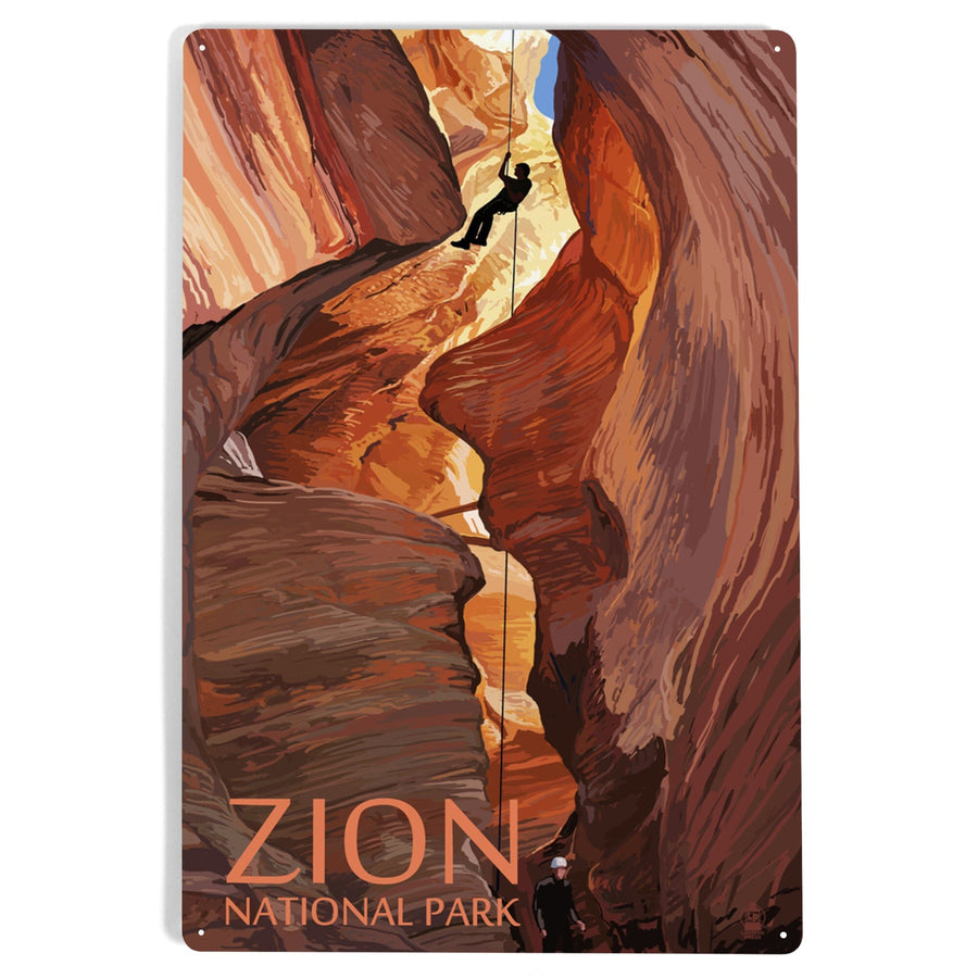 Zion National Park, Canyoneering Scene, Metal Signs Metal Lantern Press 