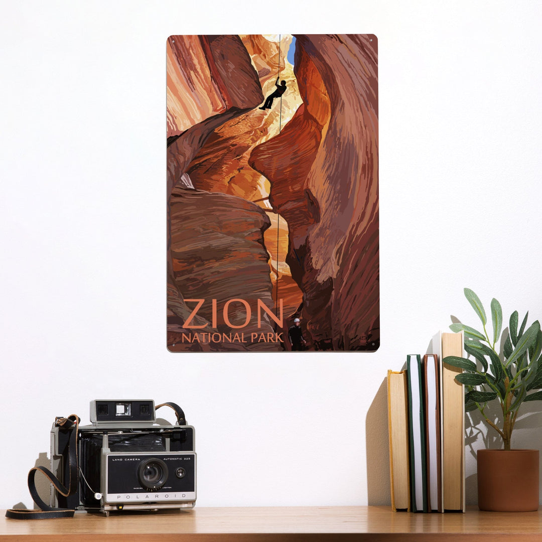 Zion National Park, Canyoneering Scene, Metal Signs Metal Lantern Press 