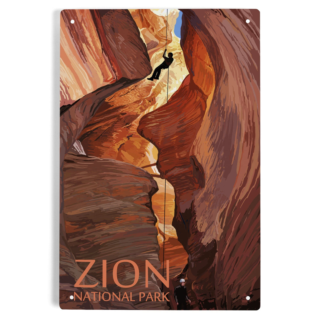 Zion National Park, Canyoneering Scene, Metal Signs Metal Lantern Press 