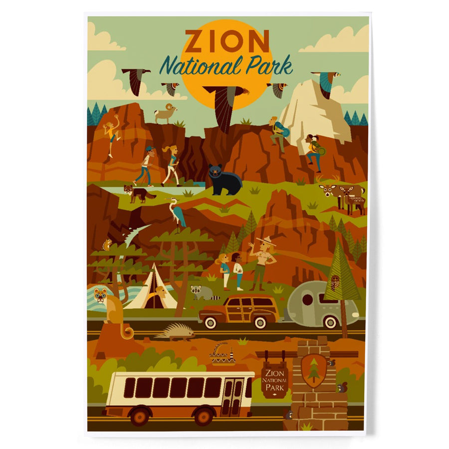 Zion National Park, Geometric National Park Series, Art & Giclee Prints Art Lantern Press 