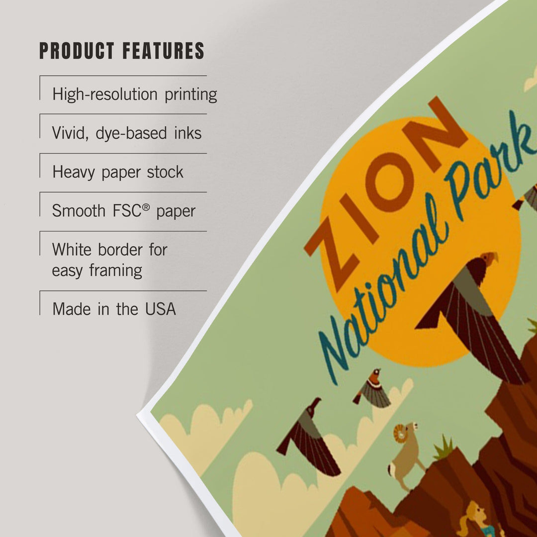 Zion National Park, Geometric National Park Series, Art & Giclee Prints Art Lantern Press 