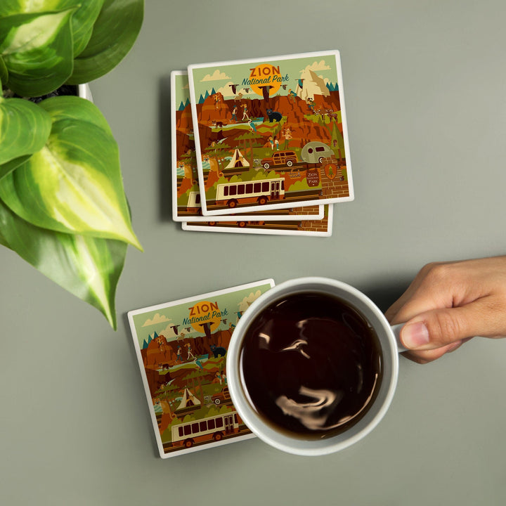 Zion National Park, Geometric National Park Series, Coasters Coasters Lantern Press 