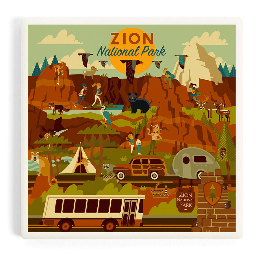 Zion National Park, Geometric National Park Series, Coasters Coasters Lantern Press 