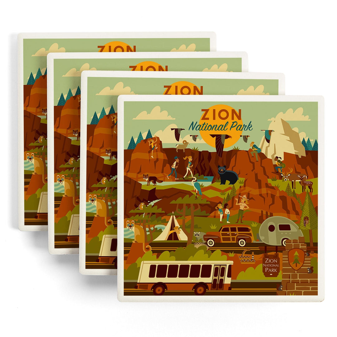 Zion National Park, Geometric National Park Series, Coasters Coasters Lantern Press 