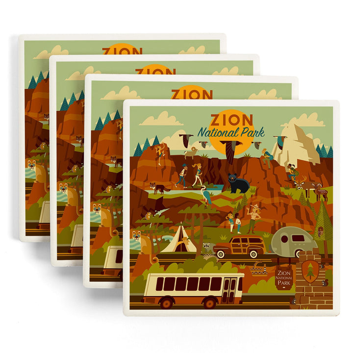 Zion National Park, Geometric National Park Series, Coasters Coasters Lantern Press 