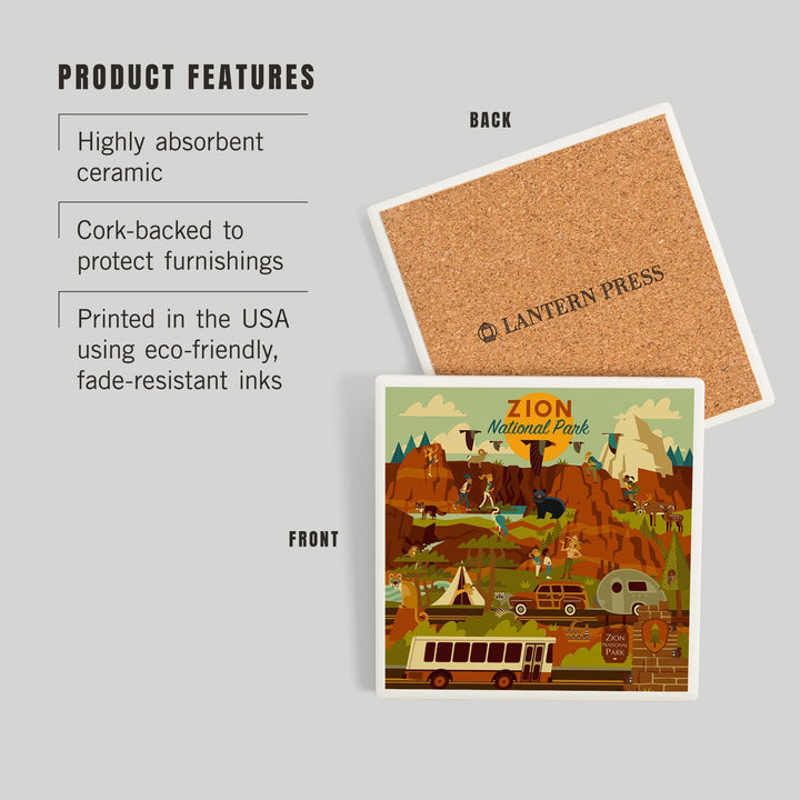 Zion National Park, Geometric National Park Series, Coasters Coasters Lantern Press 