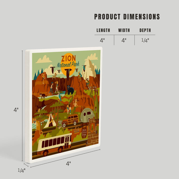 Zion National Park, Geometric National Park Series, Coasters Coasters Lantern Press 