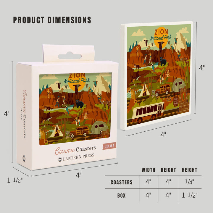 Zion National Park, Geometric National Park Series, Coasters Coasters Lantern Press 