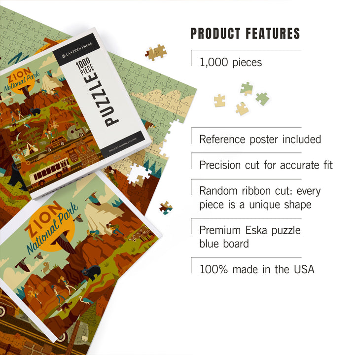 Zion National Park, Geometric National Park Series, Jigsaw Puzzle Puzzle Lantern Press 