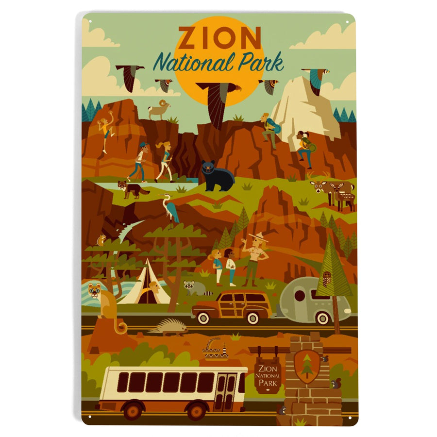 Zion National Park, Geometric National Park Series, Metal Signs Metal Lantern Press 