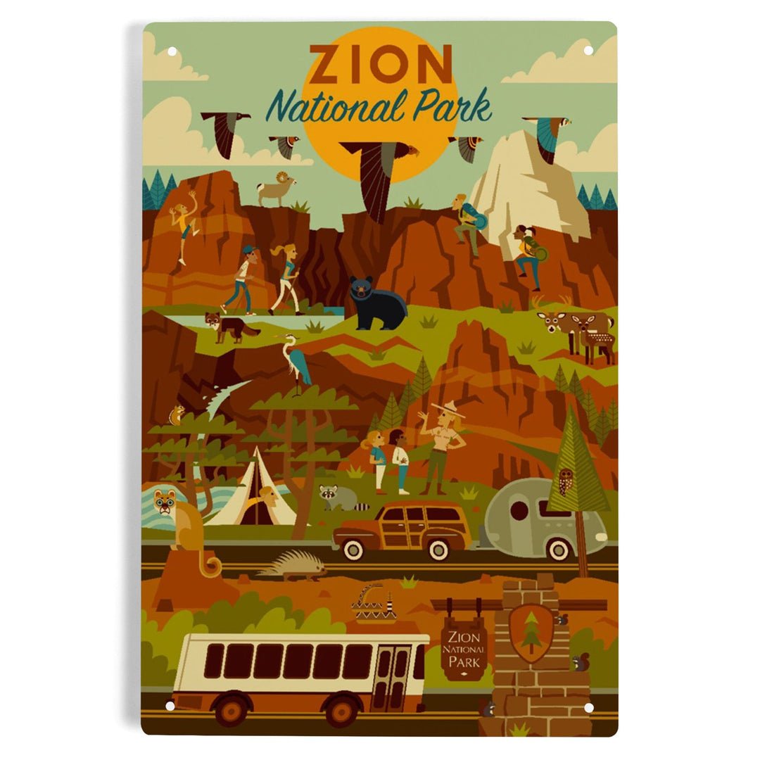 Zion National Park, Geometric National Park Series, Metal Signs Metal Lantern Press 