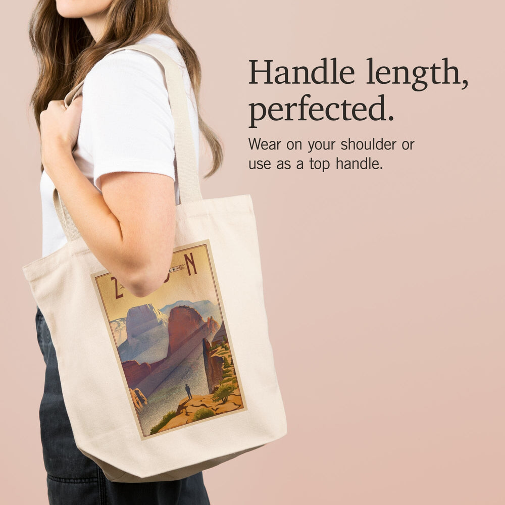 Zion National Park, Lithograph, Tote Bag Totes Lantern Press 